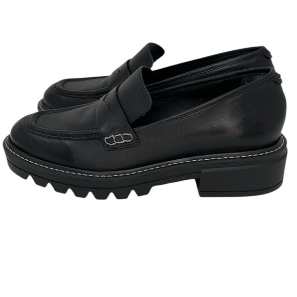 BERNARDO Shoes Chandler Loafer Lug Sole Platform Black Leather Size 6 - Picture 3 of 14